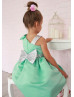 Mint Satin Silver Sequin Flower Girl Dress